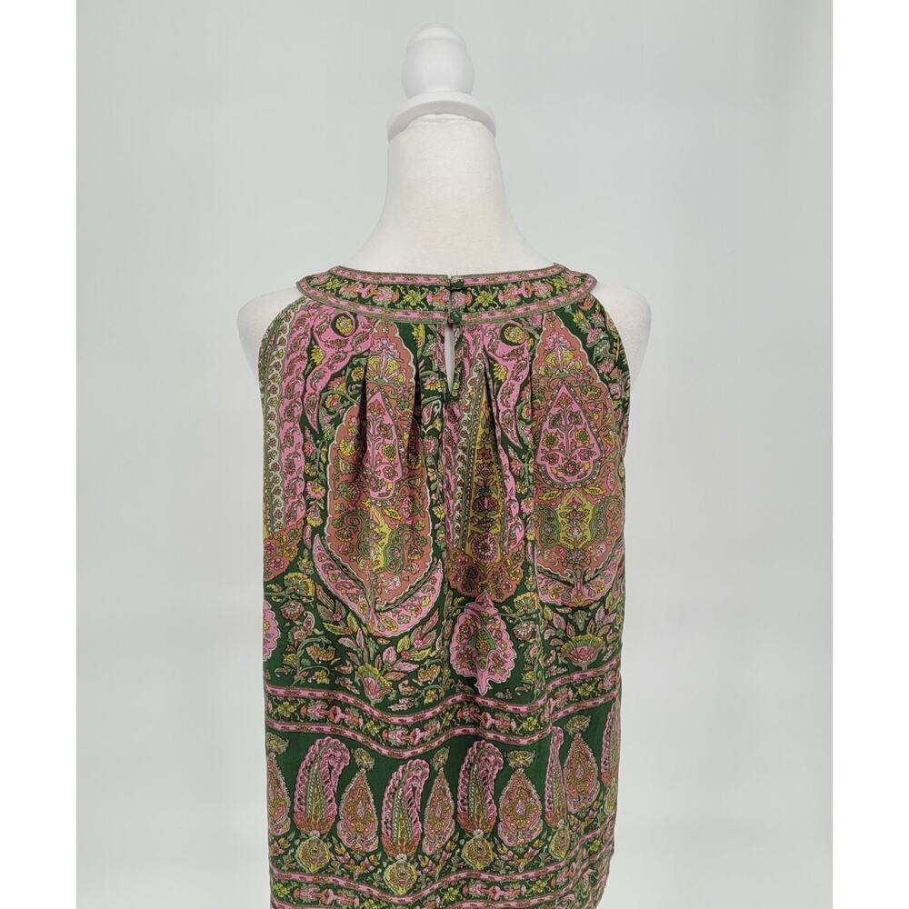 Chelsea & Theodore Tan Paisley Sleeveless Tank Top Sz M Boho Chic Retro Indie - Picture 6 of 9